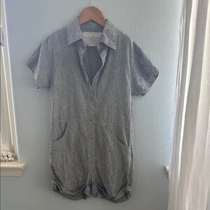 Acacia Swimwear Striped Button-Up Shirt Cotton Hemp XXL